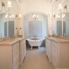 White Spa Bathroom With Clawfoot Tub