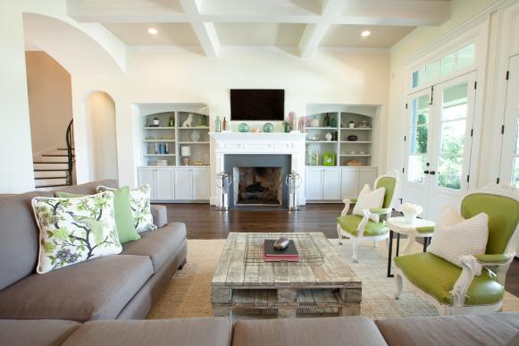 Green Living Room With Bird Pillow