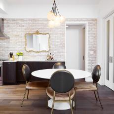Open Plan Contemporary Dining Area and Brick Wall