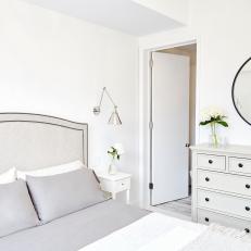 White Transitional Bedroom With Gray Bed