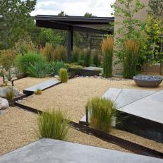 Modern Yard With Gravel and Grasses