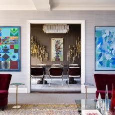 Contemporary Living Room With Colorful Art