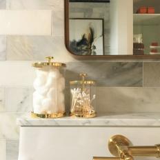 Metallic Accents in Sophisticated, Transitional Bathroom