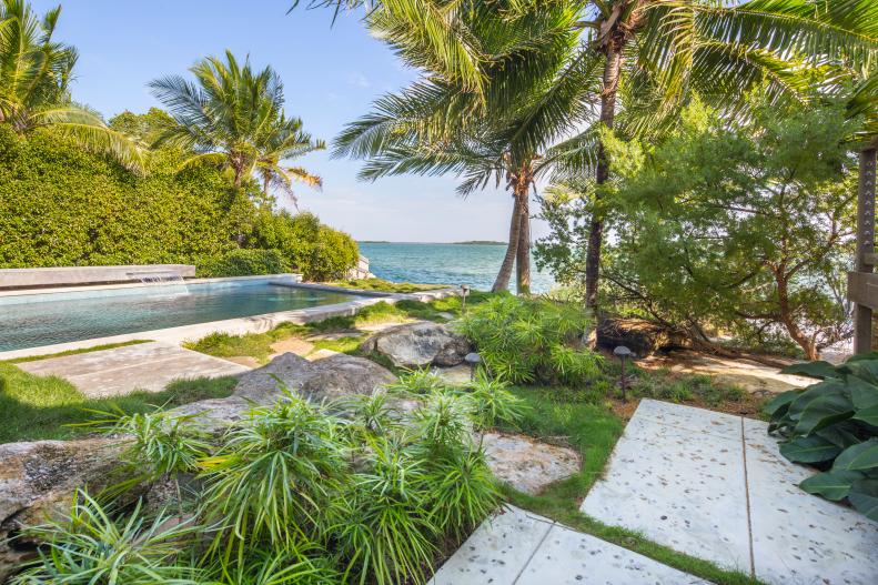 Tropical Backyard With Infinity Edge Pool