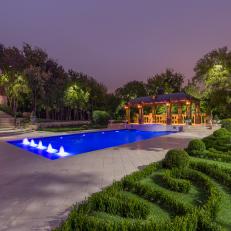 Parterre Garden and Pool at Night