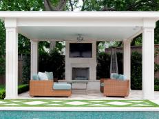 Contemporary Outdoor Space With Fireplace