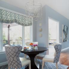 Blue Transitional Breakfast Nook With Graphic Rug