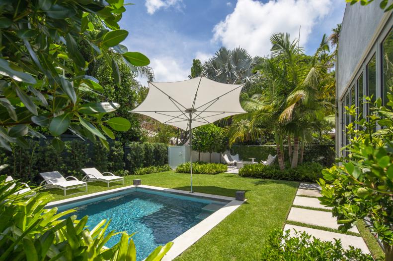 Tropical Backyard With Swimming Pool