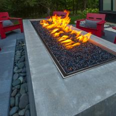 Contemporary Outdoor Water and Fire Feature