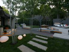 Modern Backyard With Fire Feature, Seating Area, Cove Lighting