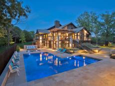 L-Shaped Contemporary Pool and Hot Tub