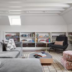Contemporary Attic Family Room With Sectional