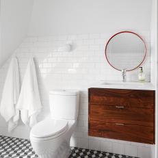 Contemporary Bathroom With Geometric Floor