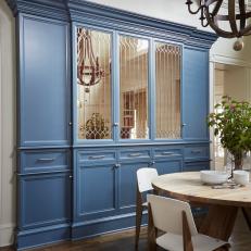 Dining Area With Blue Custom Cabinet