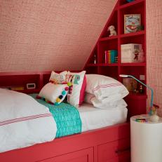 Pink Girl's Room With Built-In Bed