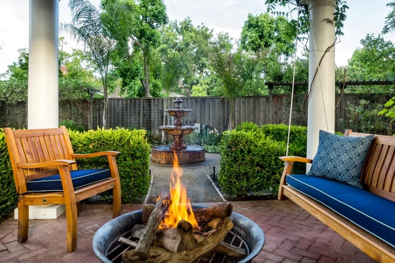 Mediterranean Outdoor Space With Fire Pit