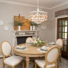 Contemporary Neutral Dining Room with White Chandelier 