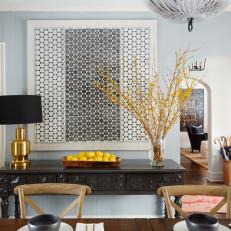 Black and White Geometric Artwork in Dining Room 