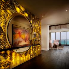 Modern Foyer With Yellow Wall