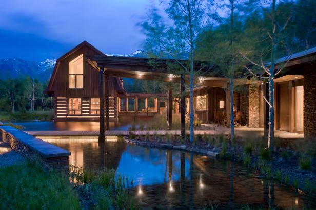 Rustic, Contemporary Home and Barn With Pond