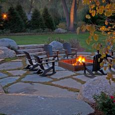 Rustic Stone Patio With Cozy Fire Pit