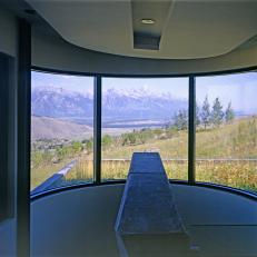 Mountain View From Modern Home Interior 