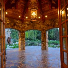 Rustic Pavilion With Exposed Wood Beams