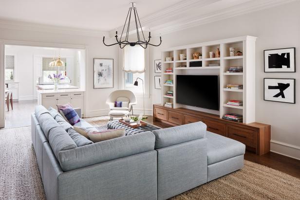 White Transitional Family Room