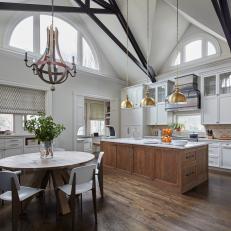 White Country Kitchen With Vaulted Ceiling