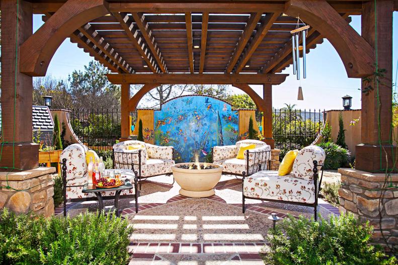 Outdoor Sitting Room With Mural