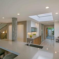 Contemporary Corner Kitchen With Skylight