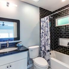 Black and White Bathroom With Subway Tile