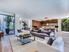 Modern Living Room With Purple Sofa
