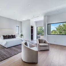 Neutral Modern Bedroom With Brown Rug