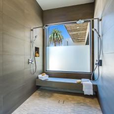 Neutral Walk-In Modern Shower for Two