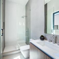 White Modern Bathroom With Black Bowl
