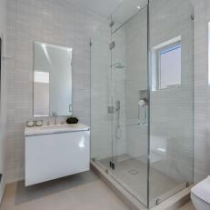 White Modern Spa Bathroom With Glass Shower