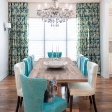Turquoise and White Dining Room is Sophisticated 