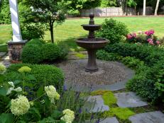 Traditional Garden With Fountain in Center