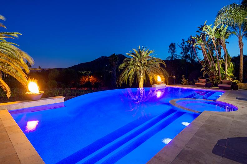 Infinity Pool With Landscape Lighting