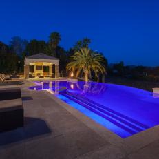 Nighttime at Contemporary California Pool