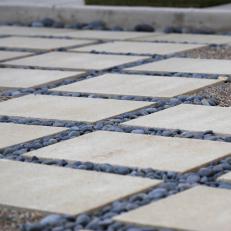 Concrete Paver Walkway With Pebble Joints