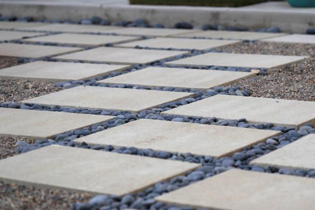 Concrete Paver Walkway With Mexican Pebble Joints