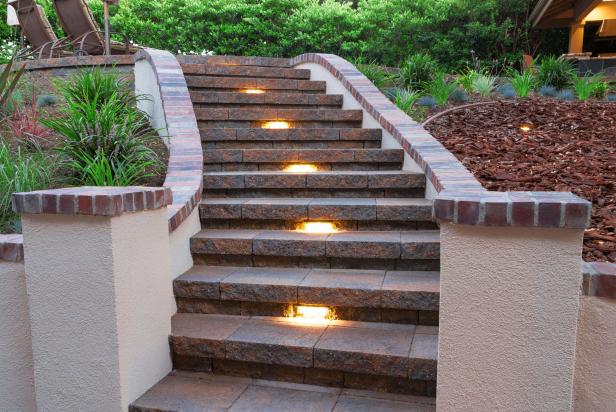 Stairs with Landscape Lighting