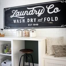 Contemporary Black and White Laundry Room