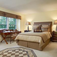 Brown Traditional Bedroom With Desk