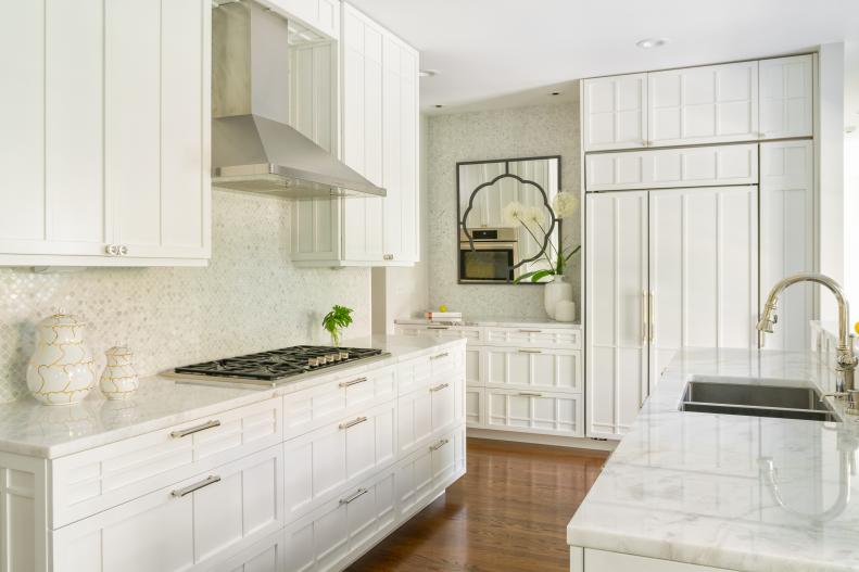All-White Contemporary Kitchen with Function and Style 