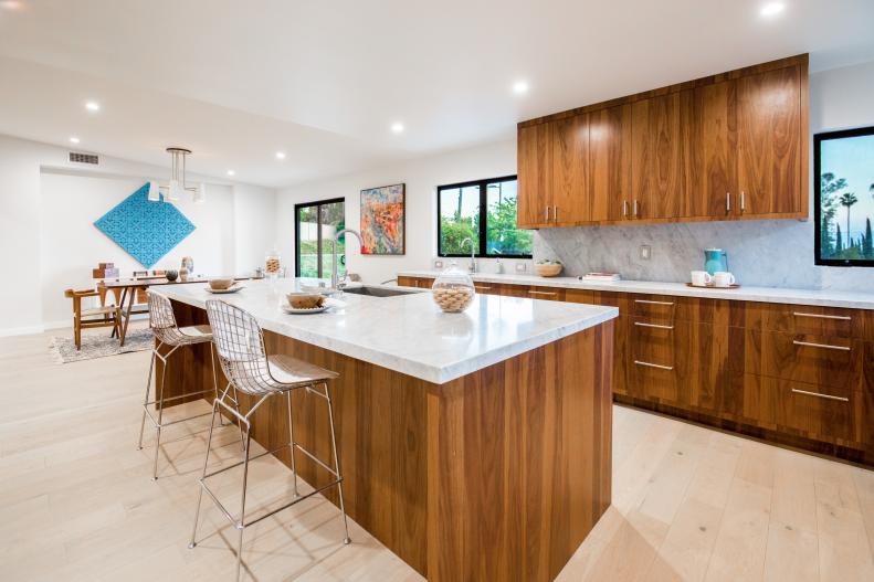 Open Kitchen With Metal Barstools