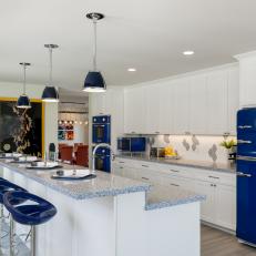 Fun Kitchen with Pops of Blue
