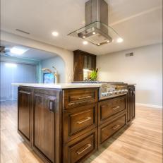 Contemporary Wooden Kitchen Island With Stove Top 